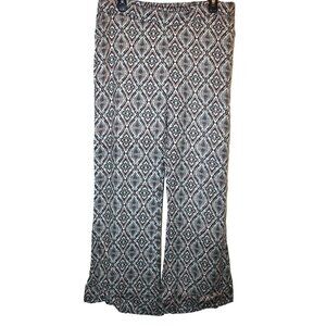 So Rad by Atv Womens Casual Pants Size Large Black Aqua White Boho Elastic Waist